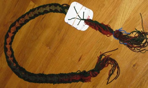 Purse strap after card weaving